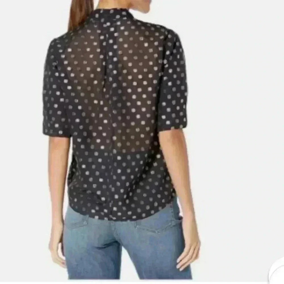 Bishop + Young Short Sleeve Metallic Dark Romance Metal Top Blouse Size M - Picture 2 of 5